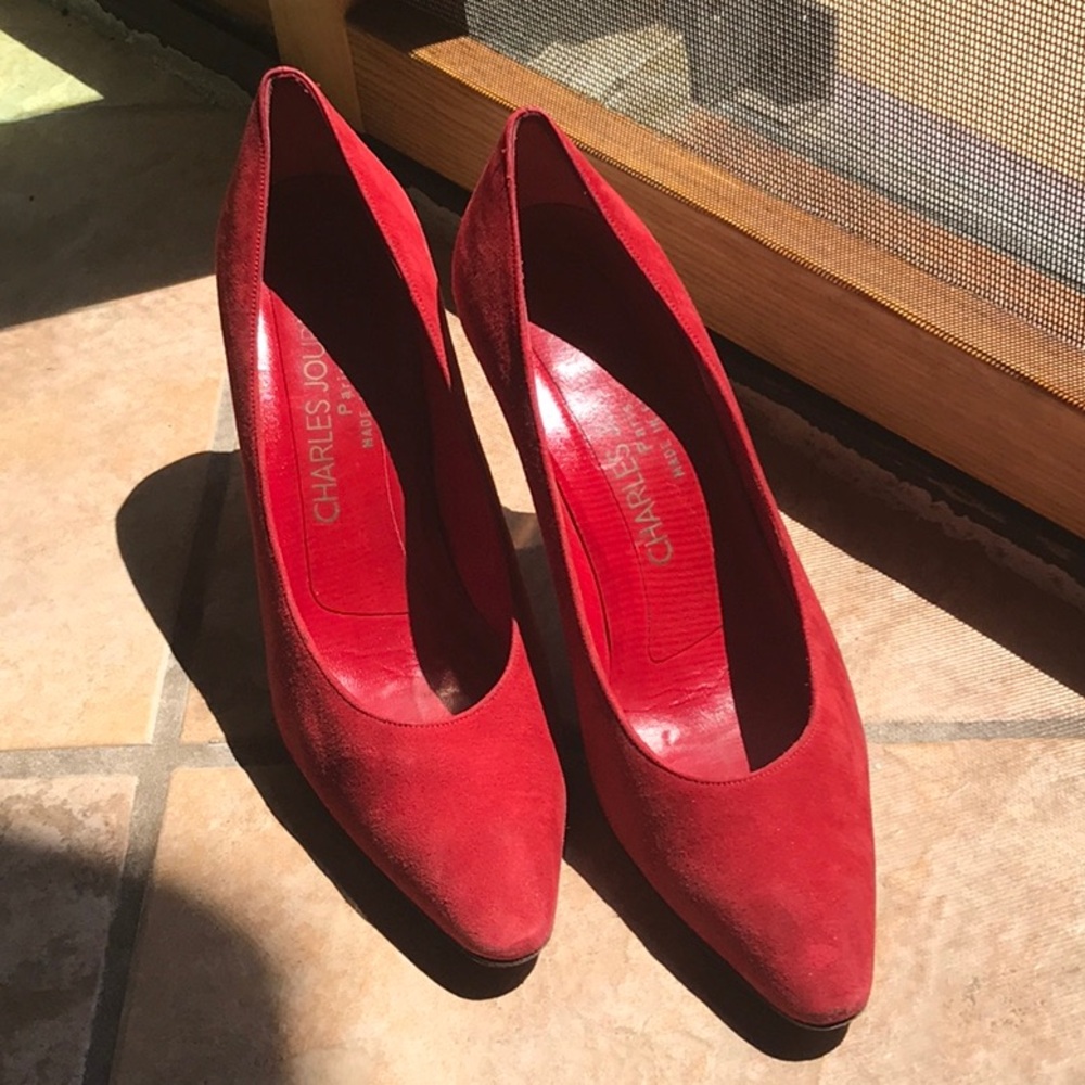 Charles Jourdan Red Suede Heels